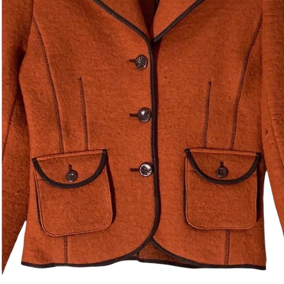 Casual Corner Vintage Orange Wool Blazer Jacket - Picture 5 of 8